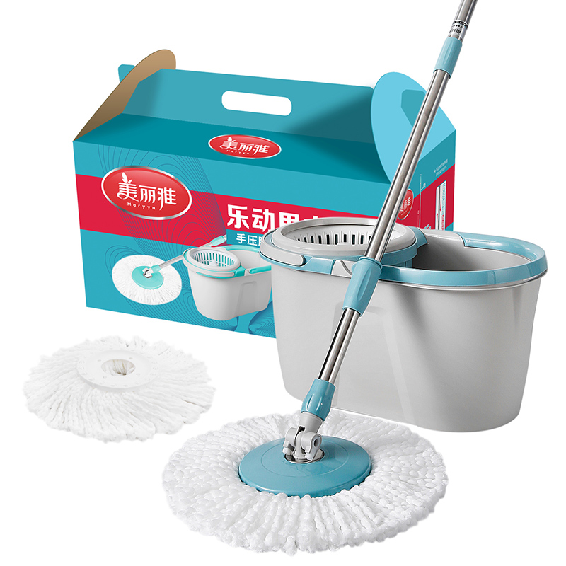 美丽雅不锈钢旋转拖把超细纤维拖把头国产高效清洁旋转设计高清大图
