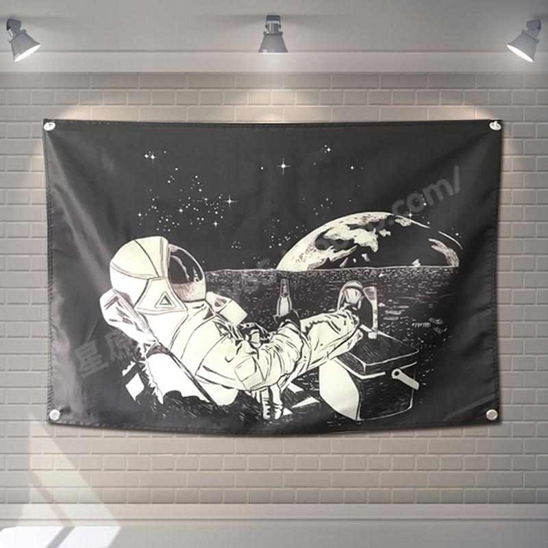 美式潮流星空宇航员房间酒吧挂布潮店工作室宿舍墙面装饰背景墙饰 三维工匠 190*125CM横款_539
