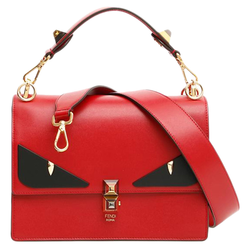 直营fendi芬迪经典小怪兽牛皮包盖式手提包单肩包斜跨包女包视频