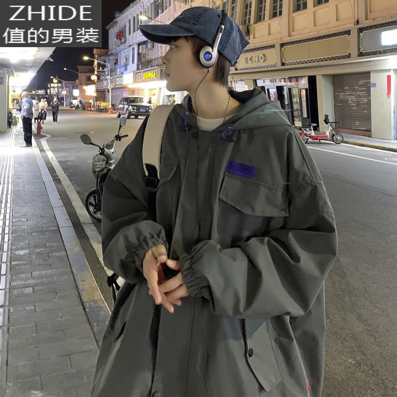 SUNTEK工装夹克男春季新款韩版潮流个性痞帅炸街外套港风休闲宽松上衣服夹克
