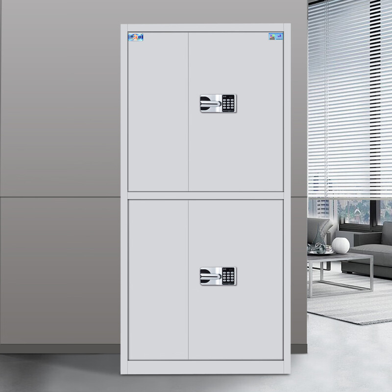 虎牌 保密柜 办公资料档案铁皮文件柜加厚整体双节智能电子密码锁高清大图
