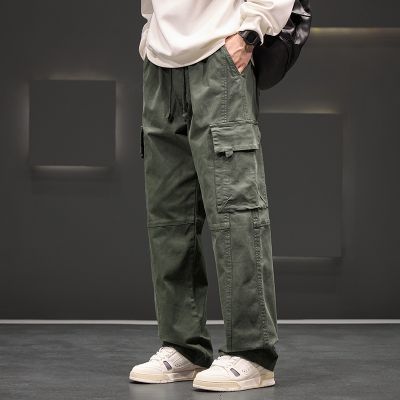 工装裤子男士春秋季2024大码男装宽松直筒美式潮牌休闲长裤 军绿色H03 3XL