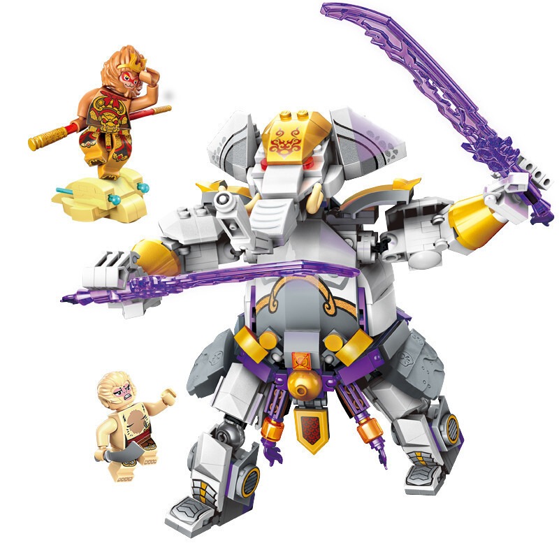 启蒙积木西游悟空传系列益智拼装玩具420粒受阻狮陀岭3804