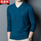 恒源祥男士V领长袖羊毛衫薄款针织打底衫中青年鸡心领春秋毛衣男