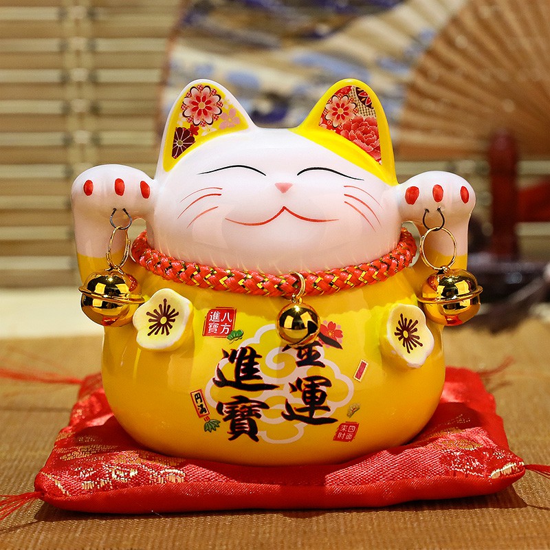 猫小摆件 店铺开业小号家居客厅礼品陶瓷存钱储蓄罐 三维工匠 4寸粉猫[心心相印]猫高清大图