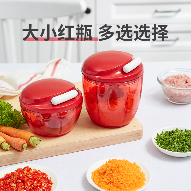 炊大皇切蒜器家用手动工具切辣椒神器绞菜机多功能小型手拉搅碎机 大号手动绞碎器（薄荷绿）-CF34380高清大图