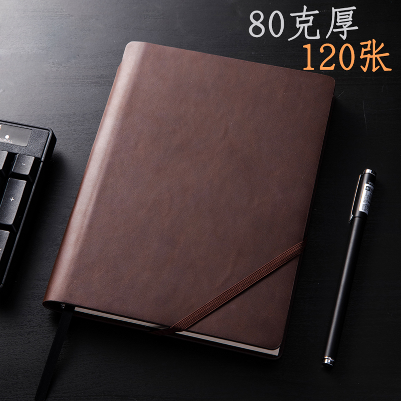 得力deli22259绑带笔记本加厚记事本商务皮面本子创意绑带文具简约工作日记本16K大本子学生办公笔记可定制高清大图