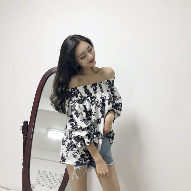 衬衫女夏装2018新款漏锁骨设计感港懒复古温柔风上衣白色均码
