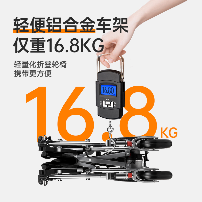 好哥电动轮椅折叠轻便小智能全自动残疾人老人代步车电磁刹车老年轻松便携携带可放后备箱10安电池-可上飞机-续航约15km