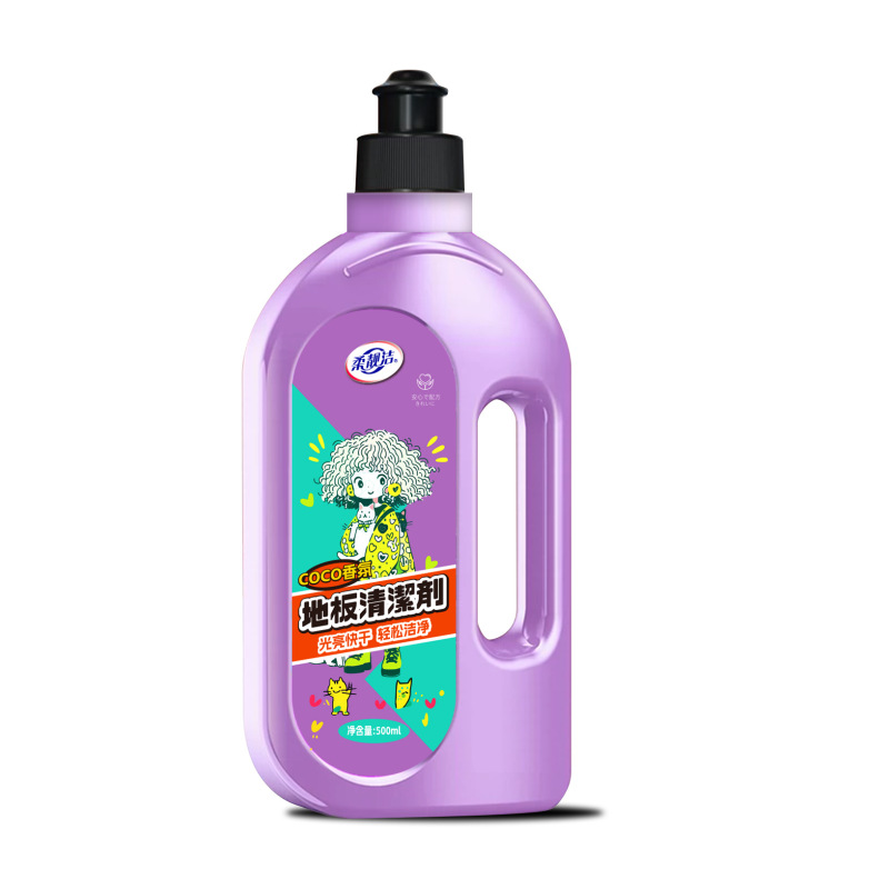 拍1发4瓶 柔靓洁地板清洁剂500ml/瓶香氛地板清洁剂光亮快干实木地板瓷砖地砖拖地清洗液高清大图