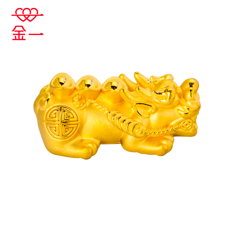 金一 足金3D硬金貔貅吊坠男女通用款路路通手串 定价（送黑曜石） ACD002 约2.5g