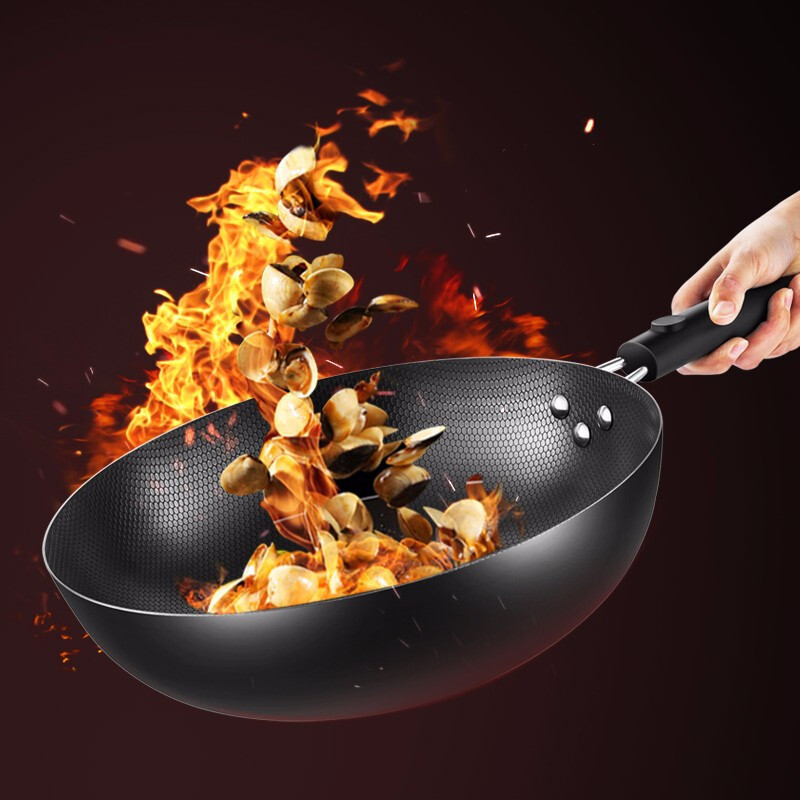 美厨(MAXCOOK)珍珠炒锅铁锅 32cm 燃气炉电磁炉通用 无涂层 可用铁铲 MCC611