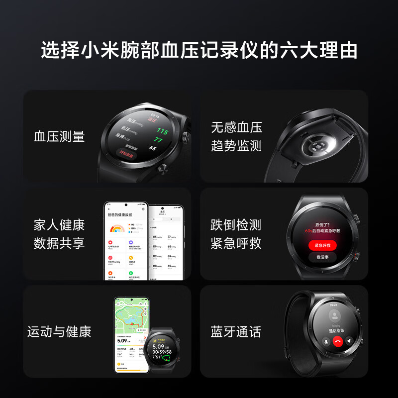 小米(MI)Watch H1 E 腕部血压记录仪 小米血压手表血氧监测 智能手表 蓝牙通话 送父母送长辈高清大图