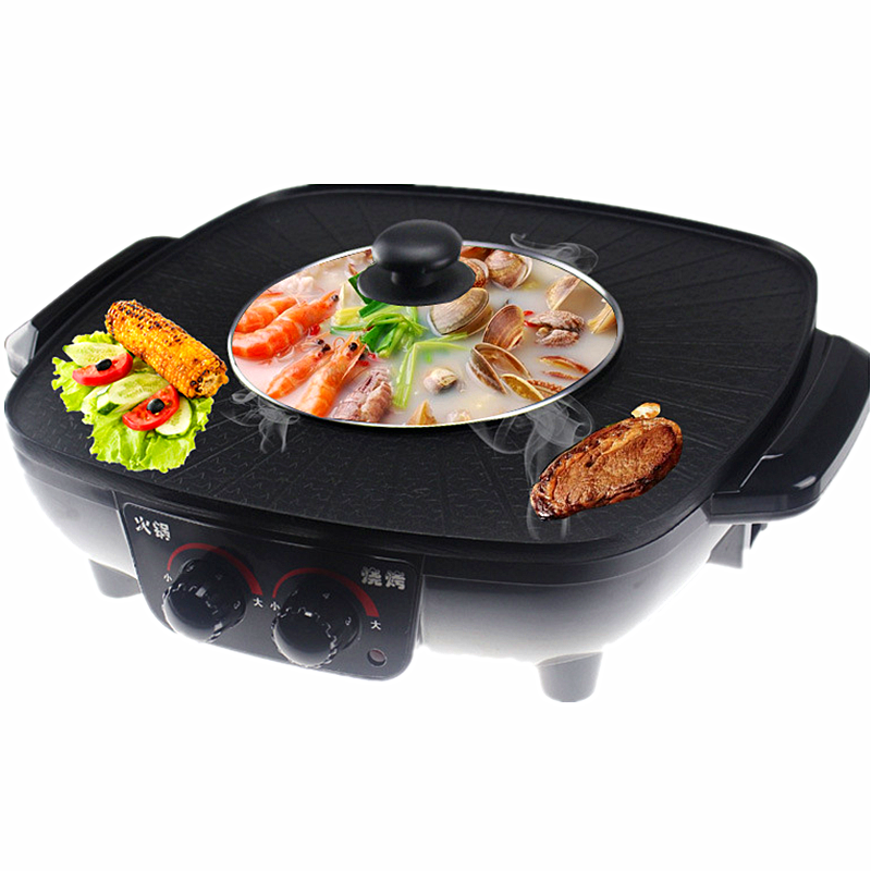 家用涮烤一体锅多功能烧烤锅电烤盘电火锅不粘锅烤涮一体锅