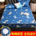 【南极人】夹棉床笠单件加厚床垫保护套防滑固定床罩全包防尘罩_994 120x200cm【夹棉床笠单件】 恐龙蓝-WMM