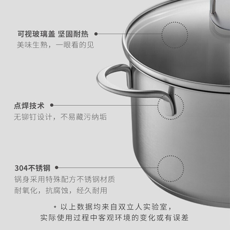 双立人(ZWILLING)汤锅蒸锅家用不锈钢双耳煲汤焖锅煮粥复底锅Nova Plus深烧锅 66423-240-982高清大图