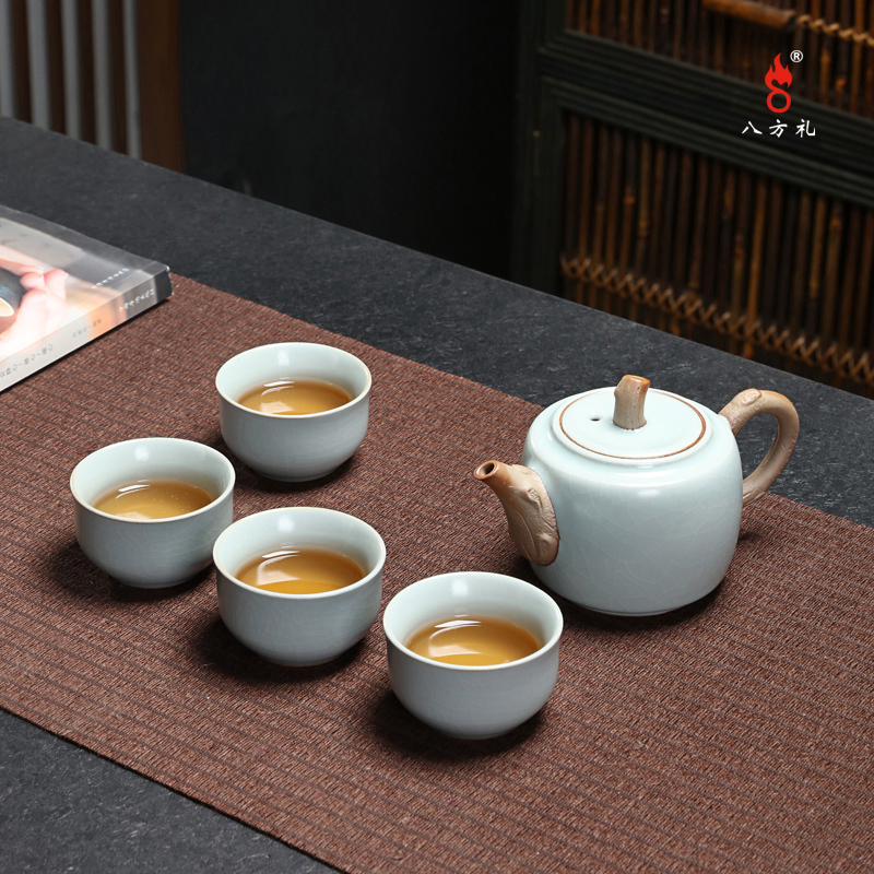 八方礼 欣欣向荣5入茶具套装(天空蓝)!