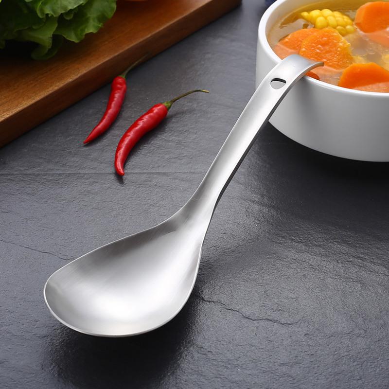 [304不锈钢饭勺]加厚饭勺盛粥盛汤分菜勺汤勺分餐勺打饭匙带孔 304