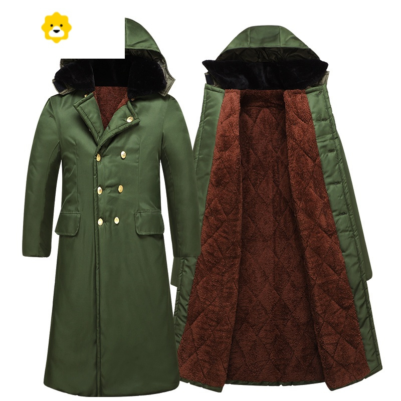 fish basket老款军棉大衣男冬季加厚长款绿东北劳p安棉服防寒工作服