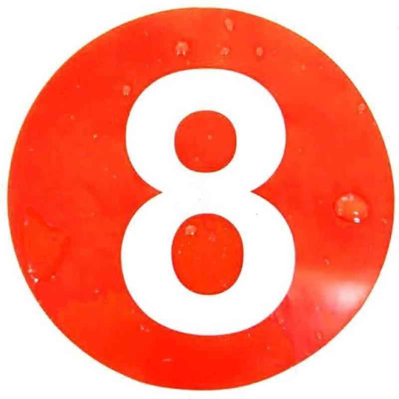 5cm防水不干胶数字贴号码贴编号贴选手比赛号码贴圆形标签贴纸红底