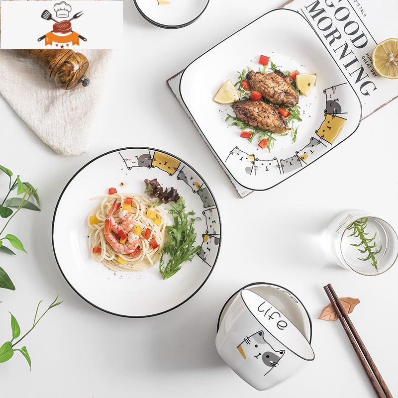 碗碟套装家用碗筷创意吃饭碗日式餐具陶瓷网红组合盘子景德镇骨瓷 敬平 16件[方款]2盘4碗1汤碗4筷4勺1汤勺(可微波炉高清大图