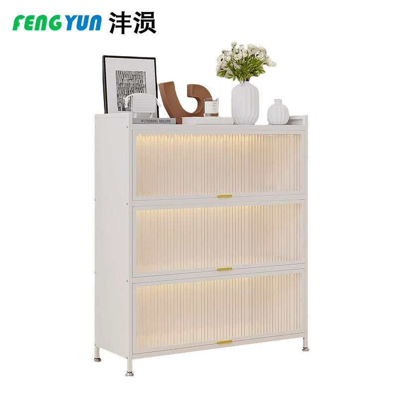 沣涢 钢制鞋柜 多层鞋柜 3门4层70cm 个高清大图