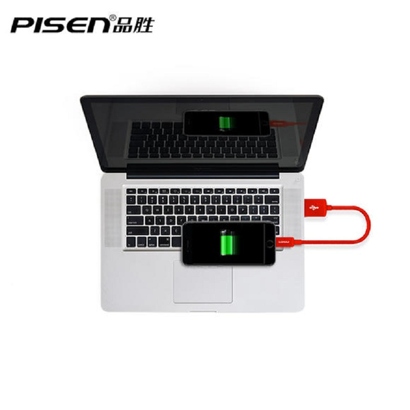 品胜(PISEN) BB Apple Lightning双面USB数据充电线(200mm)(中国红)挂卡装-国内版CN