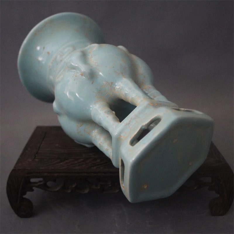 美帮汇特卖景德镇仿古陶瓷宋汝窑天青釉三羊尊家居装饰展柜摆件做旧收藏高清大图