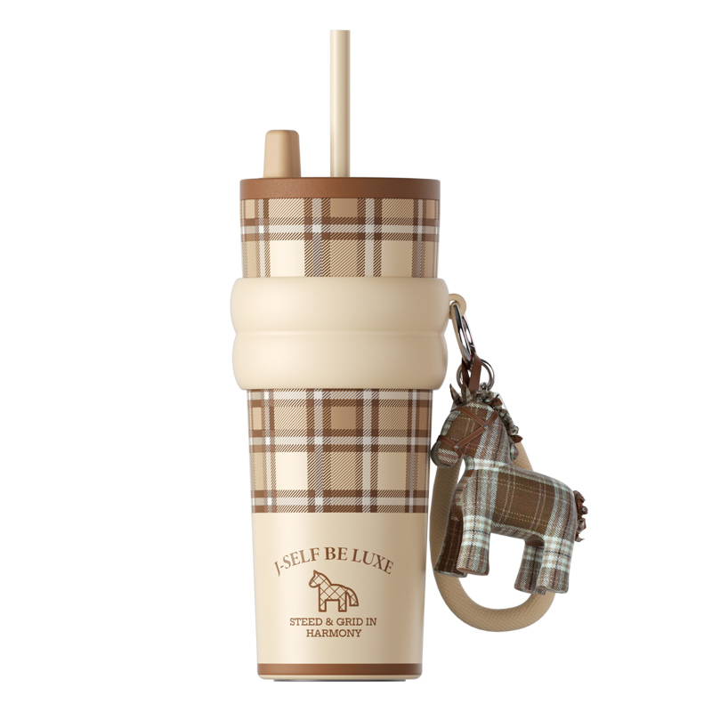 世大家 极光星夜吸管杯(不含帆布袋)710ml陶瓷-骏影庄园(杏)