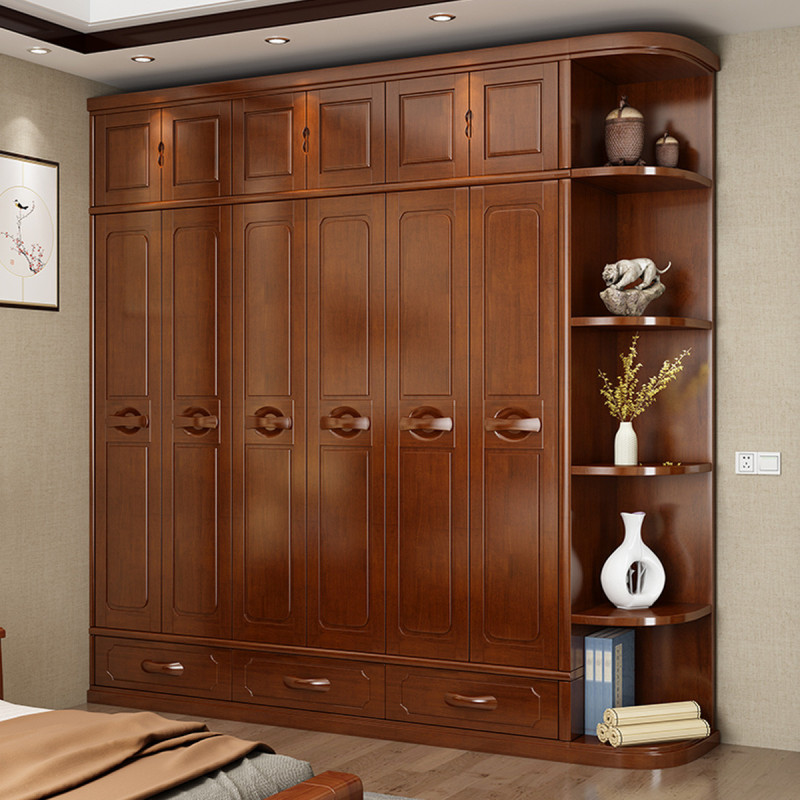 采百木caibaimu实木衣柜现代中式456门衣橱家用卧室收纳储物柜靠墙