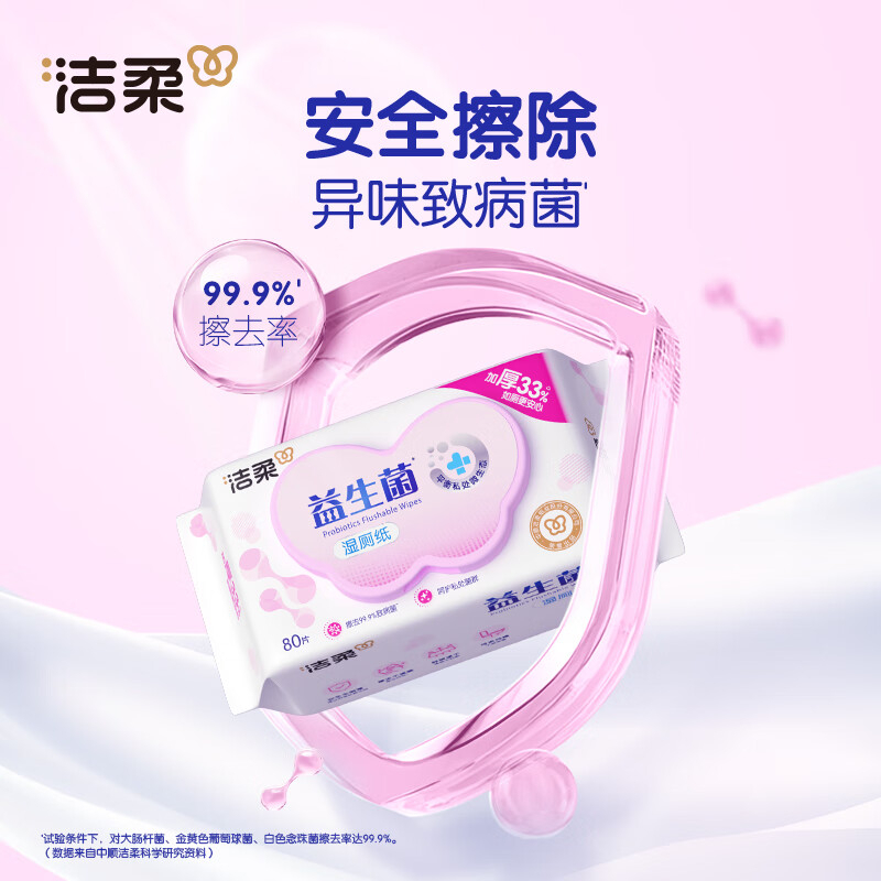 洁柔 益生菌湿厕纸 80抽/包 4包/箱 JS285-04E YGQC高清大图