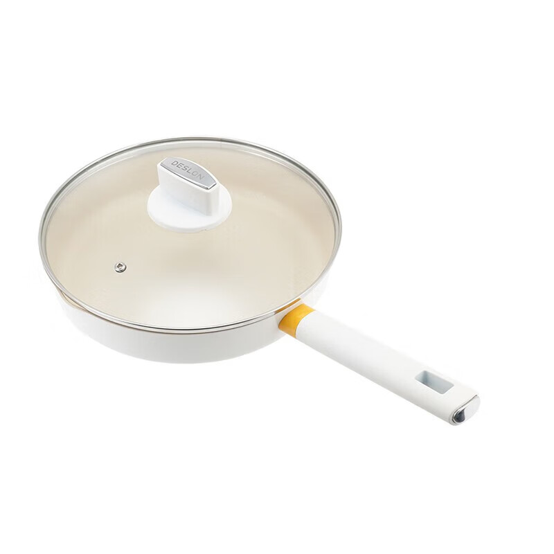 德世朗 银月麦饭石不粘煎锅家用电磁炉燃气灶通用DFS-J952 乳白色 26cm