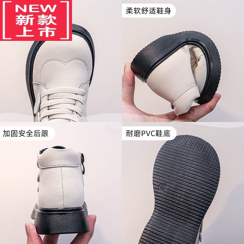 可莉允女童靴子2022新款儿童皮靴秋冬宝宝短靴女孩马丁靴中小童公主单靴图片