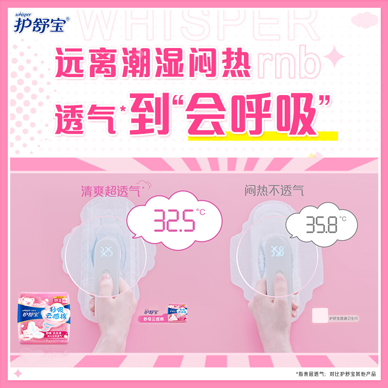 护舒宝 秒吸云感棉极薄日用(15+3)片卫生巾 2包装高清大图