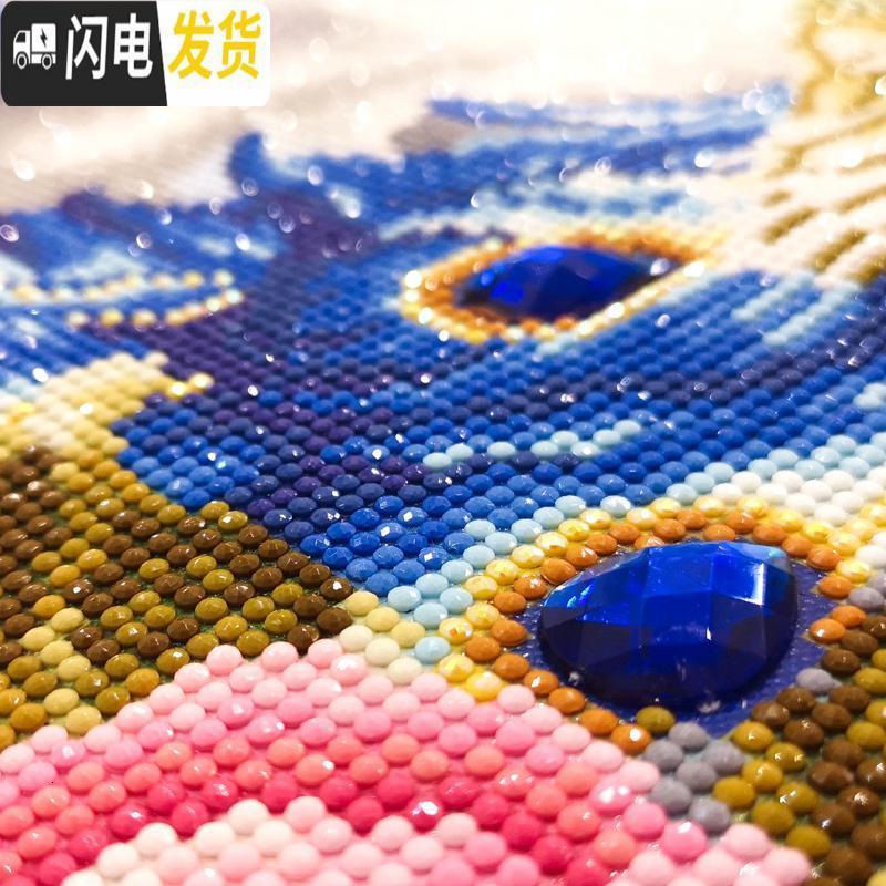 三维工匠钻石画2019新款客厅满钻家和万事兴牡丹孔雀贴砖自己绣 满钻【炫彩魔方钻+异形钻】尺寸150*60cm加钻十字绣