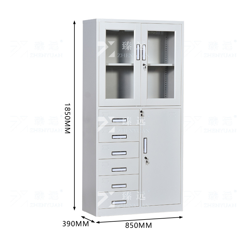 臻远ZY5011009钢制矮柜抽屉柜多抽资料柜储物收纳柜 偏六斗器械柜高清大图