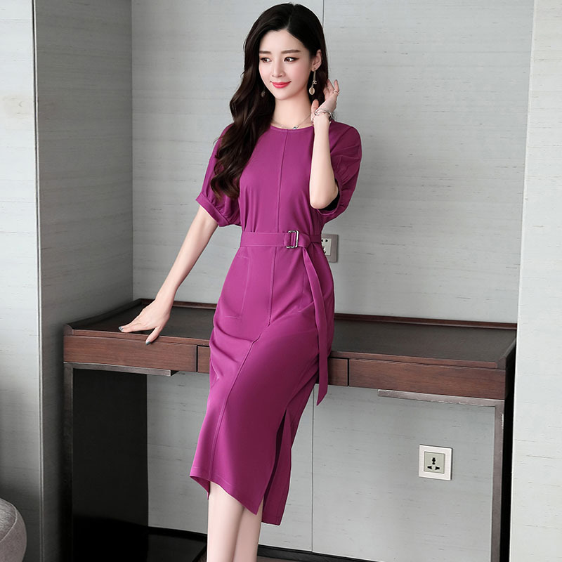 冷淡风显瘦连衣裙女夏女士新品中长款 温柔仙女收腰显瘦长裙子