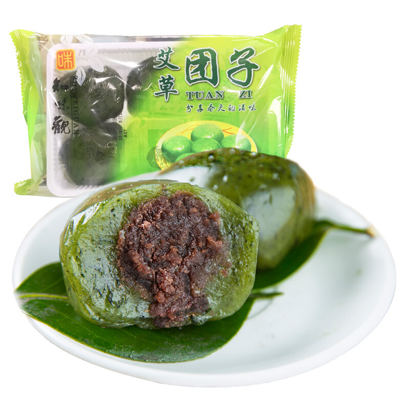 知味观 豆沙艾草青团 蛋黄肉松青团组合装 580g 传统手工糕点 艾草青团