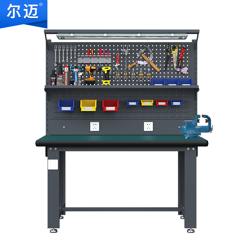 尔迈 维修焊接钳工台防静电工作台面工具挂板电子重型工作台2.1米 BE款