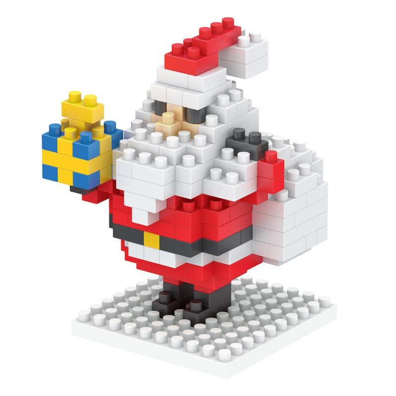 微型小颗粒钻石兼容乐高圣诞系列圣诞老人男孩子新年拼装积木玩具