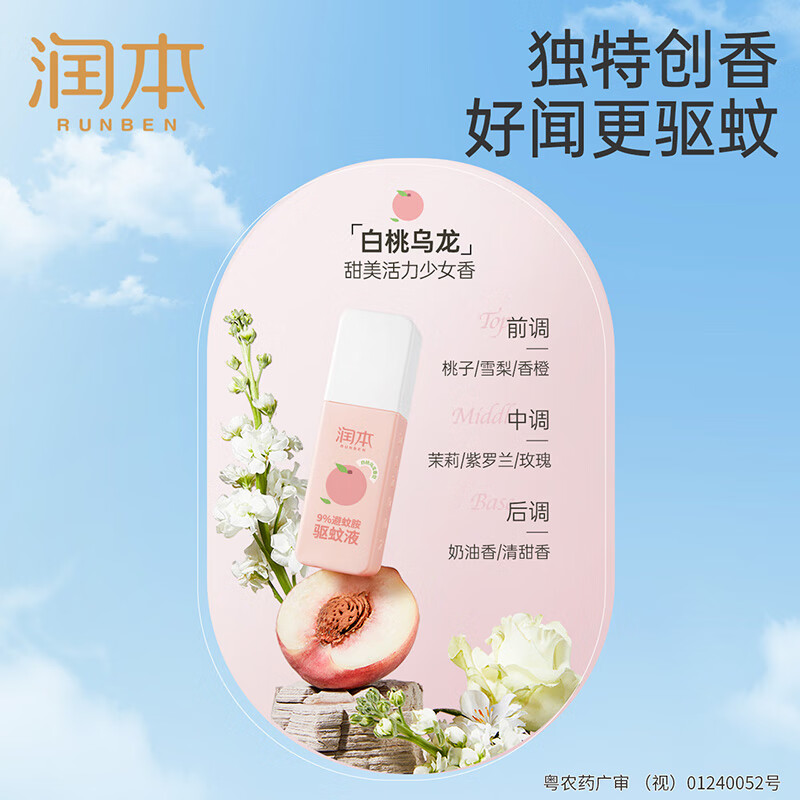 润本(RUNBEN) 9%避蚊胺驱蚊液花露水 75毫升(单位:瓶)白桃乌龙高清大图