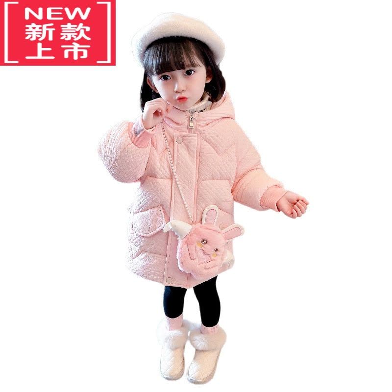 可莉允女童冬季加绒棉衣1女宝宝羽绒棉袄中长款小女孩保暖棉服3冬装外套图片