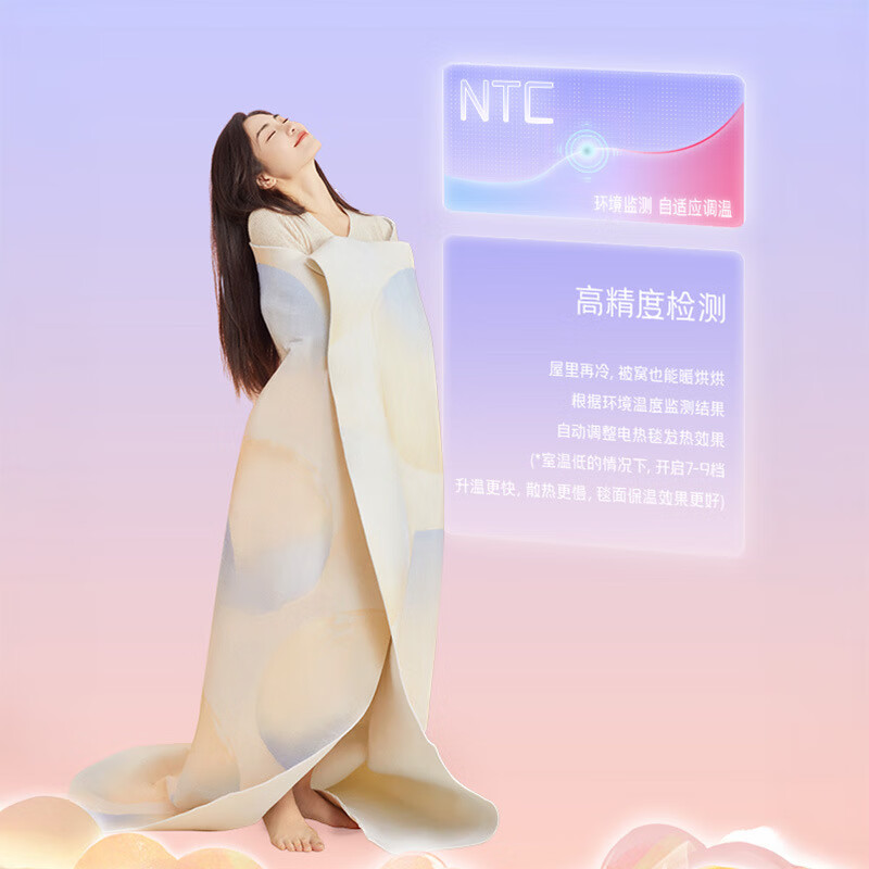 彩虹(RAINBOW)双控双温9档调温定时除螨化纤印花双人电热毯2*1.8米 T2018高清大图