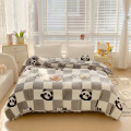 冬季加厚牛奶绒被套单件200x230双面珊瑚绒被罩加绒单人被单1.5米 单被套：180x200cm 被套-棋盘熊
