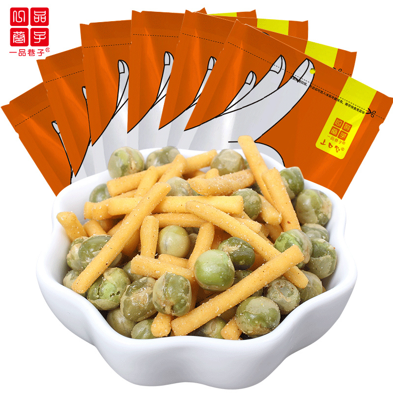 一品巷子 混合装豌豆虾条168g*6袋休闲豆豆炒网红小吃