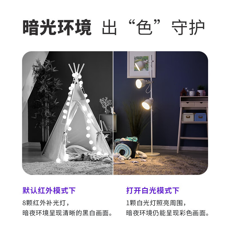 神眸家门口楼道摄像头 免插电监控器 无线wifi家用室内电池充电户外太阳能高清夜视手机远程磁吸免打孔[BC22]128G高清大图