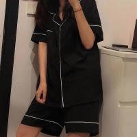 ins韩国冷淡风睡衣女夏季简约网红薄款短袖短裤少女可外穿家居服