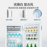美的93升单门一级低音复古白色小冰箱单温冷藏租房家用宿舍办公室可放美妆BC-93MF