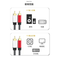 千天(QANTOP)双莲花头音频线2RCA公对公 2AV音频信号线 电脑电视接音响功放线 2米黑色 QT-LHT003