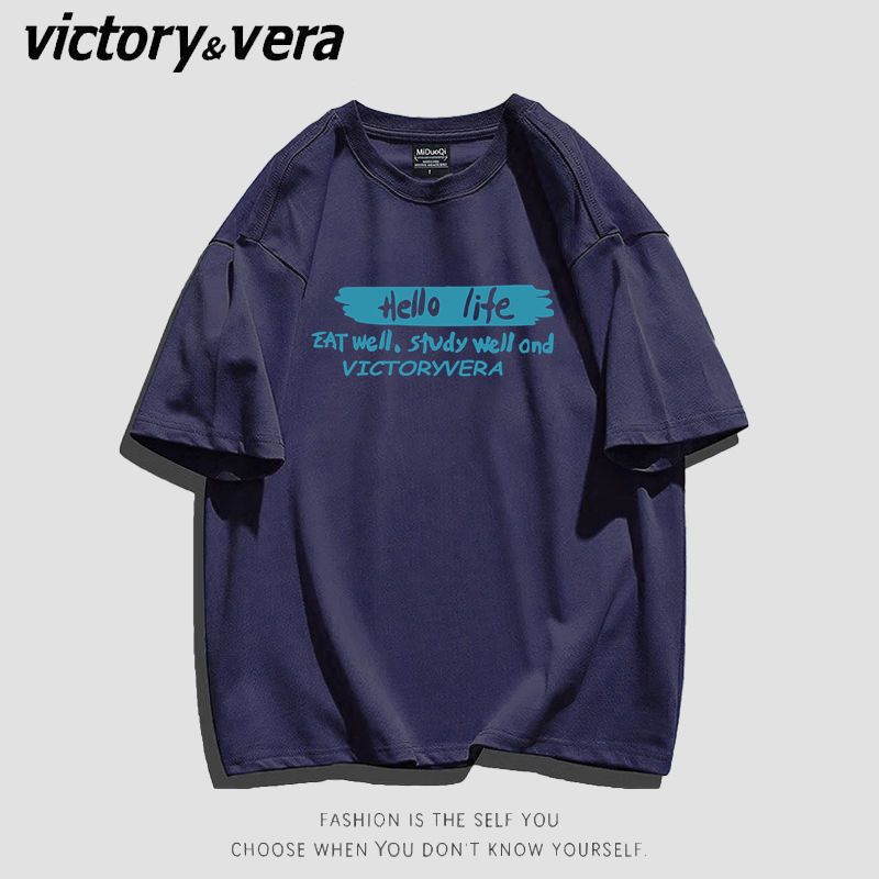 VICTORYVERA夏季宽松短袖T恤女2022夏季新款港风时尚别致上衣ins